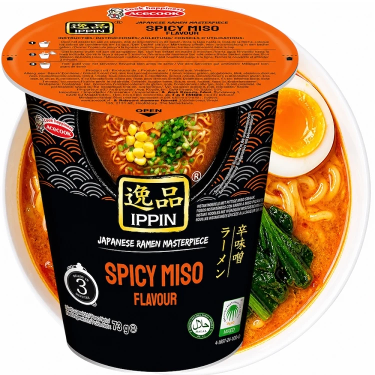 Wietnamska Zupka Błyskawiczna Instant Spicy Miso Flavour Ostry Ramen Kubek Cup 73g ACECOOK