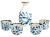 Biało Niebieski Ceramiczny Zestaw Komplet Do Podawania Sake 5 Elementów GOLDEN TURTLE