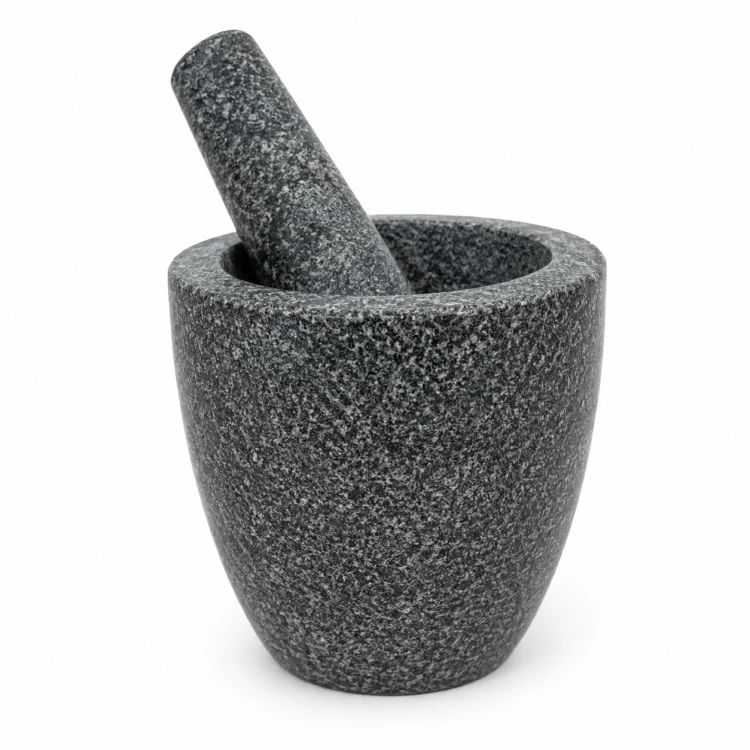 Moździerz Kuchenny Granitowy Kamienny z Tłuczkiem Wysoki Średnica 12cm JADE TEMPLE
