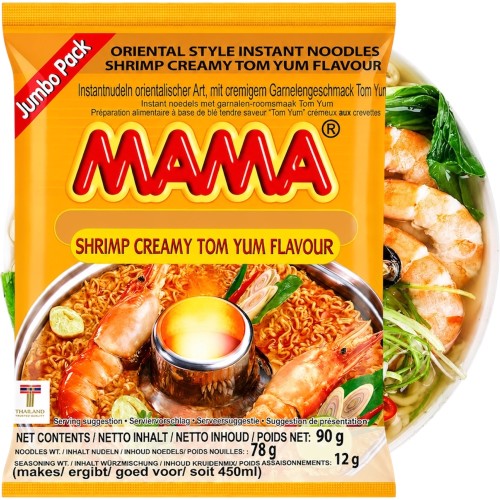 Tajska Zupka Błyskawiczna Makaron Instant Krewetki Kremowe Tom Yum 90g MAMA
