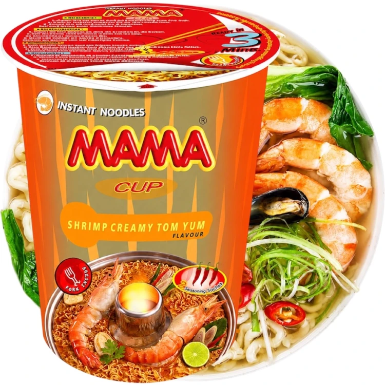 Tajska Zupka Błyskawiczna Makaron Instant Krewetki Kremowe Tom Yum Kubek Cup 70g MAMA