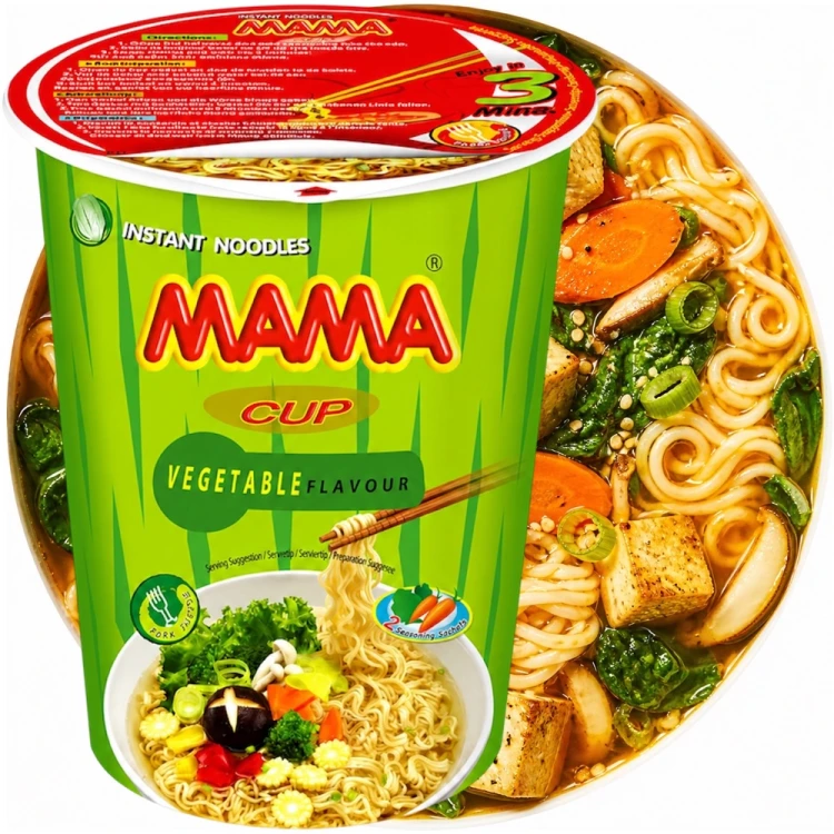 Tajska Zupka Błyskawiczna Makaron Instant Warzywna Vegetables Kubek Cup 70g MAMA