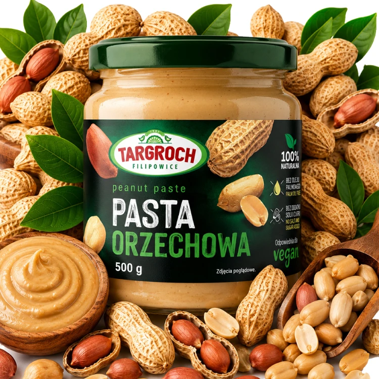 Masło Orzechowe Pasta Orzechów Ziemnych Smooth Peanut Butter 500g TARGROCH