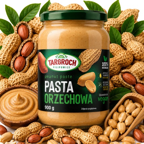 Masło Orzechowe Pasta Orzechów Ziemnych Smooth Peanut Butter 900g TARGROCH