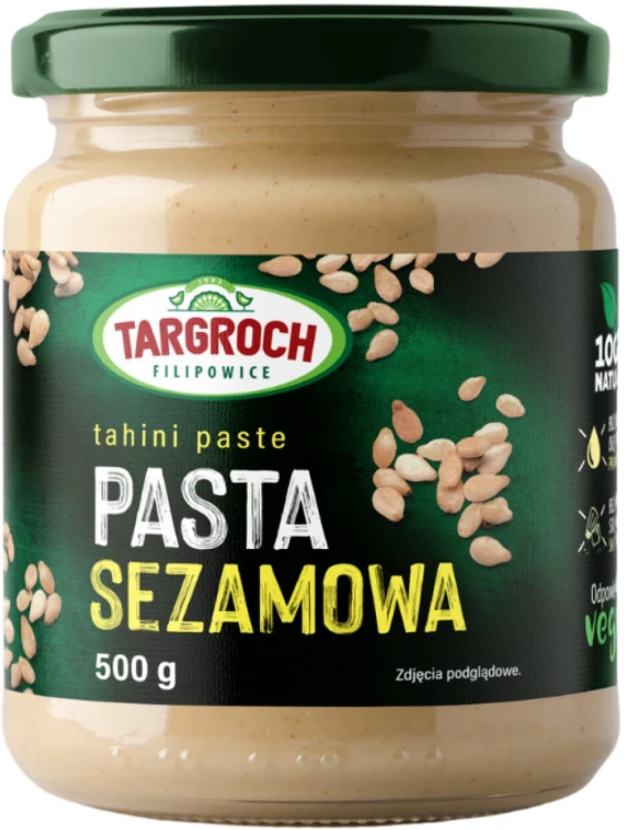 Pasta Sezamowa z Sezamu Tahini Masło Sezamowe Intensywny Smak 500g TARGROCH