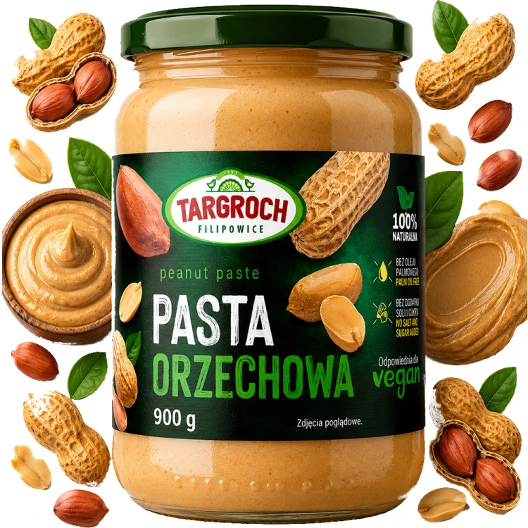 Masło Orzechowe Pasta Orzechów Ziemnych Smooth Peanut Butter 900g TARGROCH