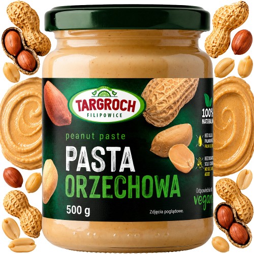 Masło Orzechowe Pasta Orzechów Ziemnych Smooth Peanut Butter 500g TARGROCH