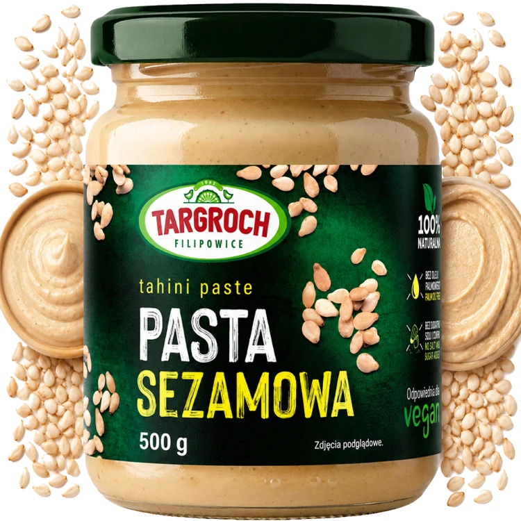 Pasta Sezamowa z Sezamu Tahini Masło Sezamowe Intensywny Smak 500g TARGROCH