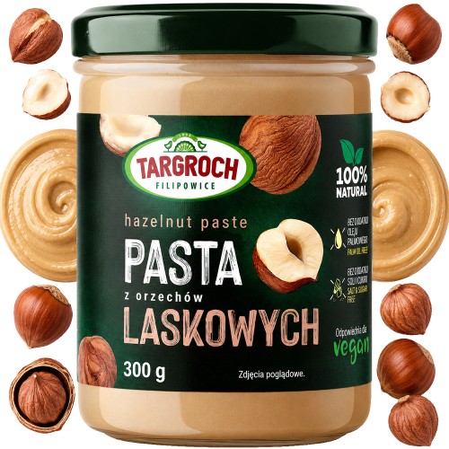 Pasta Krem Smarowidło Masło z Orzechów Laskowych Naturalna i Zdrowa 300g TARGROCH
