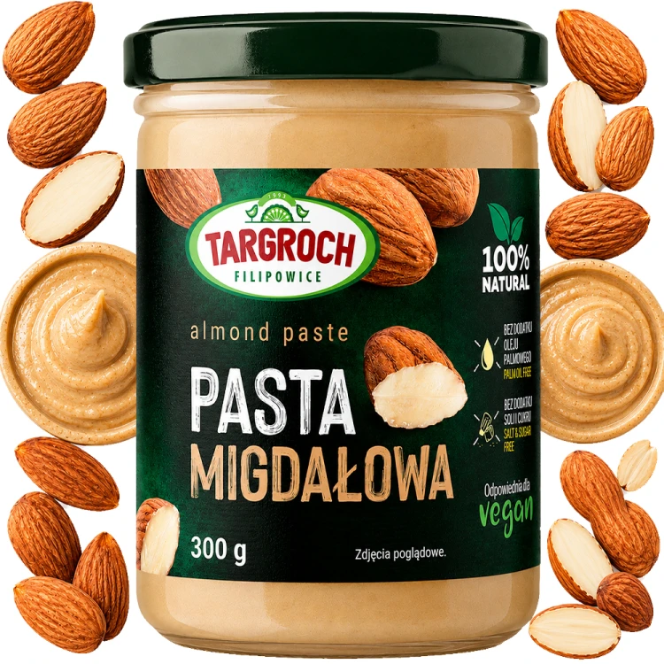 Pasta Krem Smarowidło Masło z Migdałów Migdałowe Naturalna i Zdrowa 300g TARGROCH