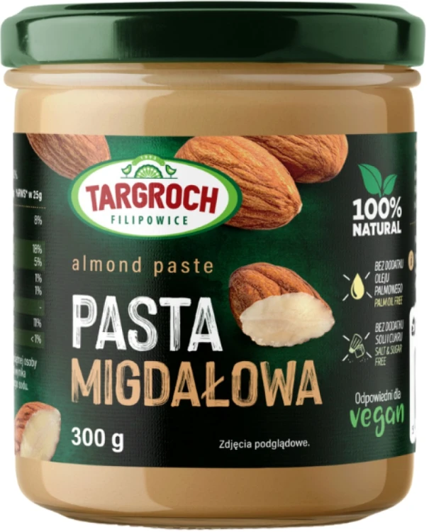 Pasta Krem Smarowidło Masło z Migdałów Migdałowe Naturalna i Zdrowa 300g TARGROCH