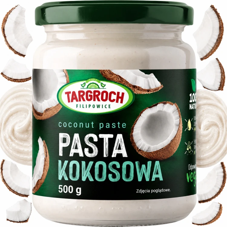 Pasta Krem Smarowidło Masło z Orzechów Kokosa Kokosowa Naturalna i Zdrowa 500g TARGROCH