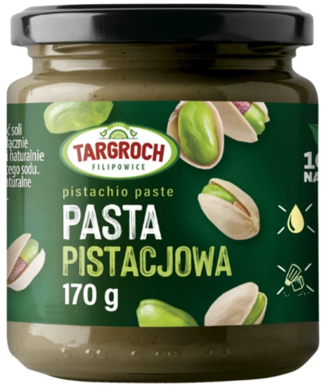 Pasta Krem Smarowidło Masło z Orzechów Pistacji Pistacjowa Pistacjowy Naturalna i Zdrowa 170g TARGROCH