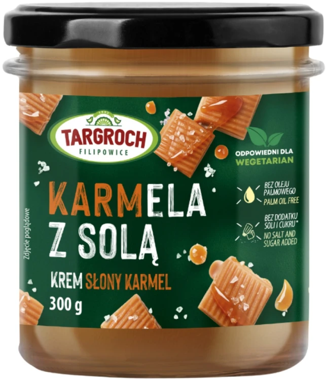 Pasta Krem KARMELA Z SOLĄ Smarowidło Masło o Smaku Słonego Karmelu Bez Cukru 300g TARGROCH