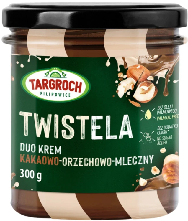 Pasta Krem TWISTELA Smarowidło Masło Kakaowo Orzechowo Mleczne Bez Cukru 300g TARGROCH