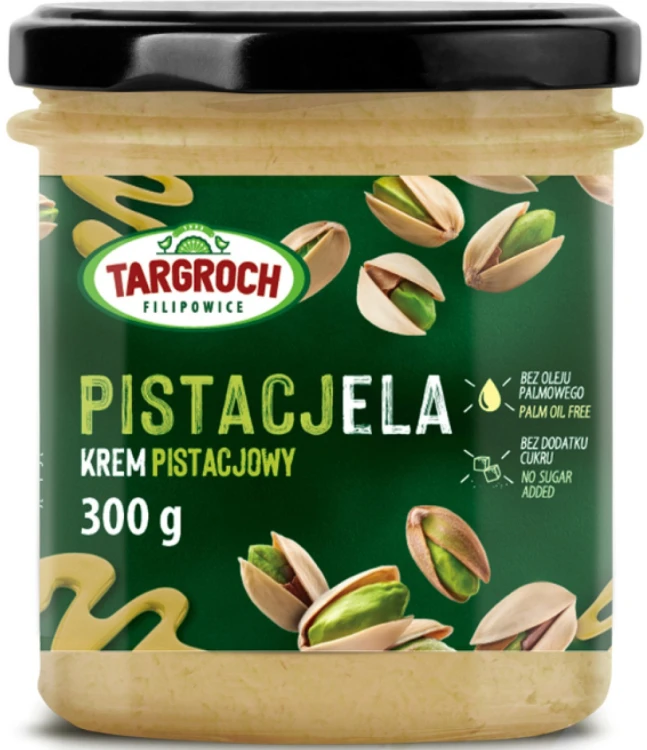 Pasta Krem PISTACJELA Smarowidło Masło Pistacjowe z Pistacji Bez Cukru 300g TARGROCH
