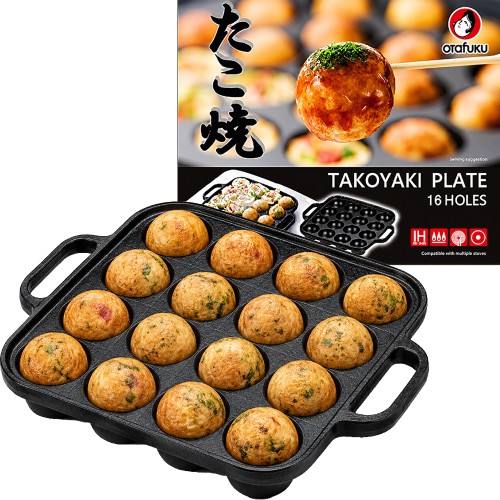 Żeliwna Patelnia Do Japońskich Kuleczek TAKOYAKI 16 Otworów 23cm x 18cm OTAFUKU