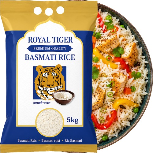 Ryż Basmati Czysty i Zdrowy Naturalny Długie Ziarno Jakość Premium 5kg 5000g ROYAL TIGER