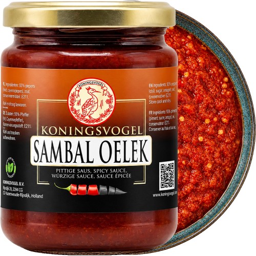 Sos Chili Gęsta Pasta Przecier z Papryczek Sambal Oelek Hot w Słoiku 270g KONINGSVOGEL