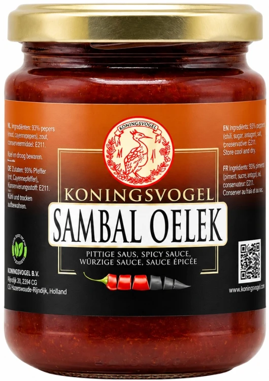 Sos Chili Gęsta Pasta Przecier z Papryczek Sambal Oelek Hot w Słoiku 270g KONINGSVOGEL