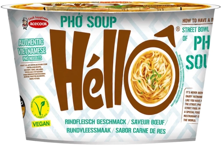 Wietnamska Zupka Błyskawiczna Instant Pho Bo Soup z Wołowiną Makaron Ryżowy Kubek Cup 70g ACECOOK