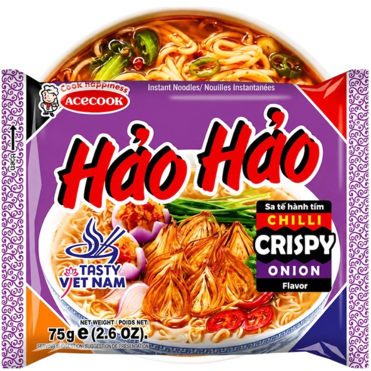 Wietnamska Zupka Błyskawiczna Instant o Smaku Chilli i Chrupiącej Cebuli Hao Hao 75g ACECOOK
