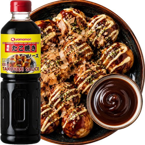 Słodko Słony Lekko Pikantny Sos TAKOYAKI Bogaty Aromat Umami 500ml YAMAMORI