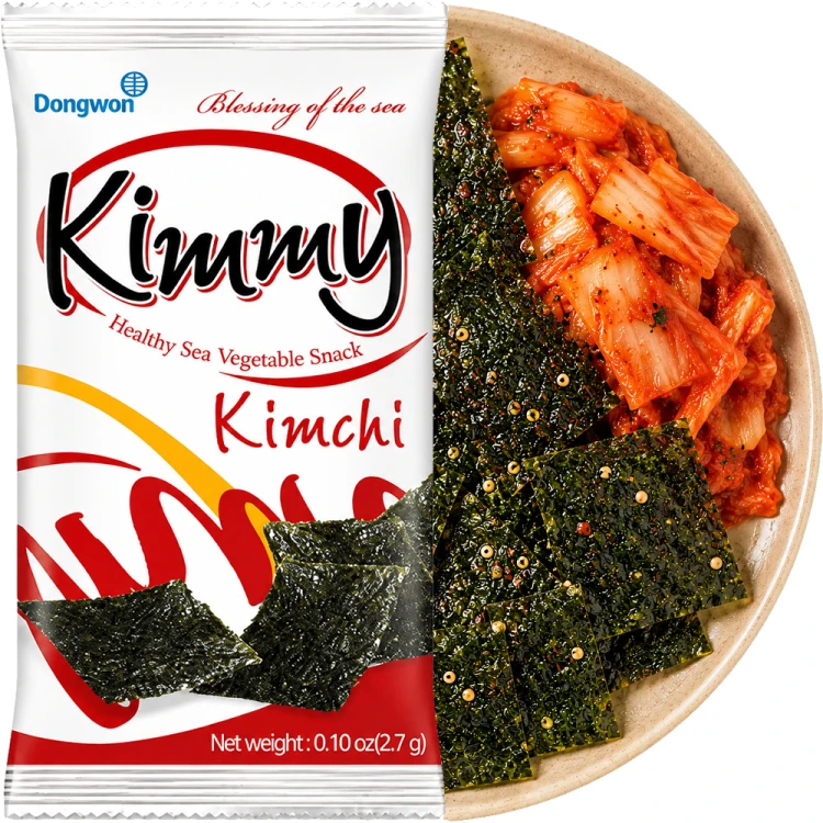 Koreańskie Nori Snacks Przekąska Chrupiące Wodorosty Prażone KimChi 2,7g DONGWON
