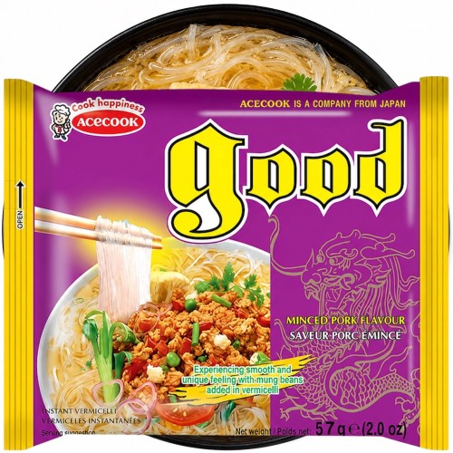 Wietnamska Zupka Błyskawiczna Instant o Smaku Mielonej Wieprzowiny z Makaronem Sojowym 57g ACECOOK
