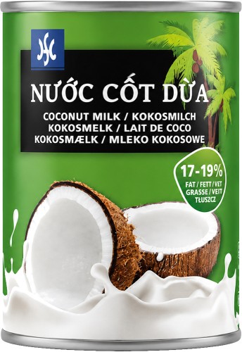 Naturalne Mleko Mleczko Kokosowe 17-19% Wysoka Zawartość Tłuszczu 400ml HS