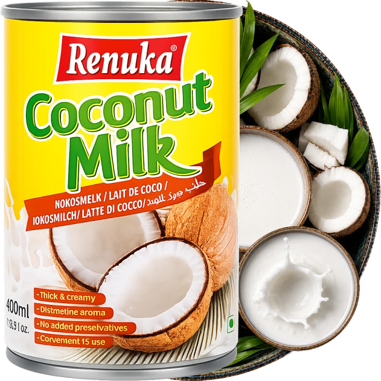 Naturalne Mleko Mleczko Kokosowe 17% Wysoka Zawartość Tłuszczu 400ml RENUKA
