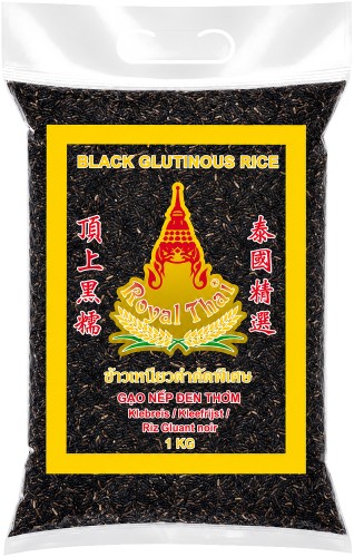 Czarny Ryż Kleisty Do Azjatyckich Potraw Black Glutinous Rice 1kg 1000g ROYAL THAI RICE