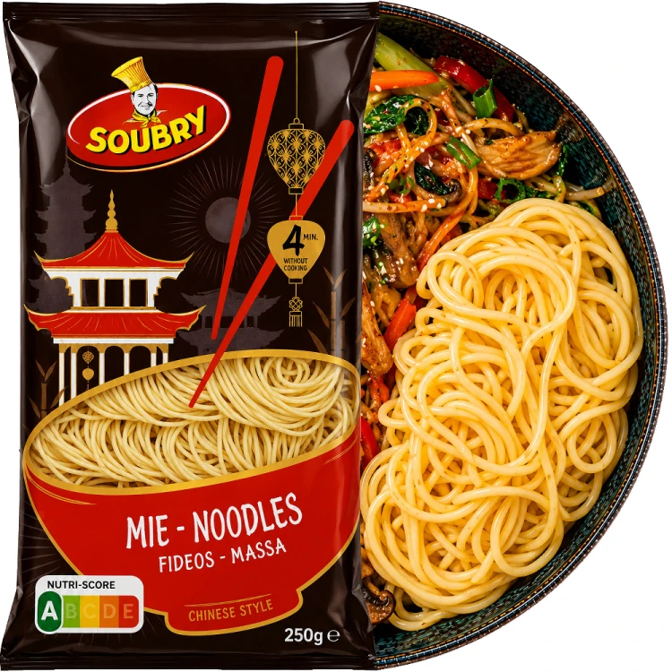 Chiński Makaron Mie Błyskawiczny Instant Do Woka Stir-Fry 4 Minuty 250g SOUBRY
