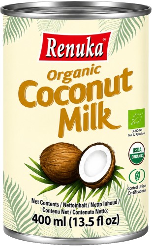 Naturalne Organiczne Mleko Mleczko Kokosowe ORGANIC 17% Wysoka Zawartość Tłuszczu 400ml RENUKA