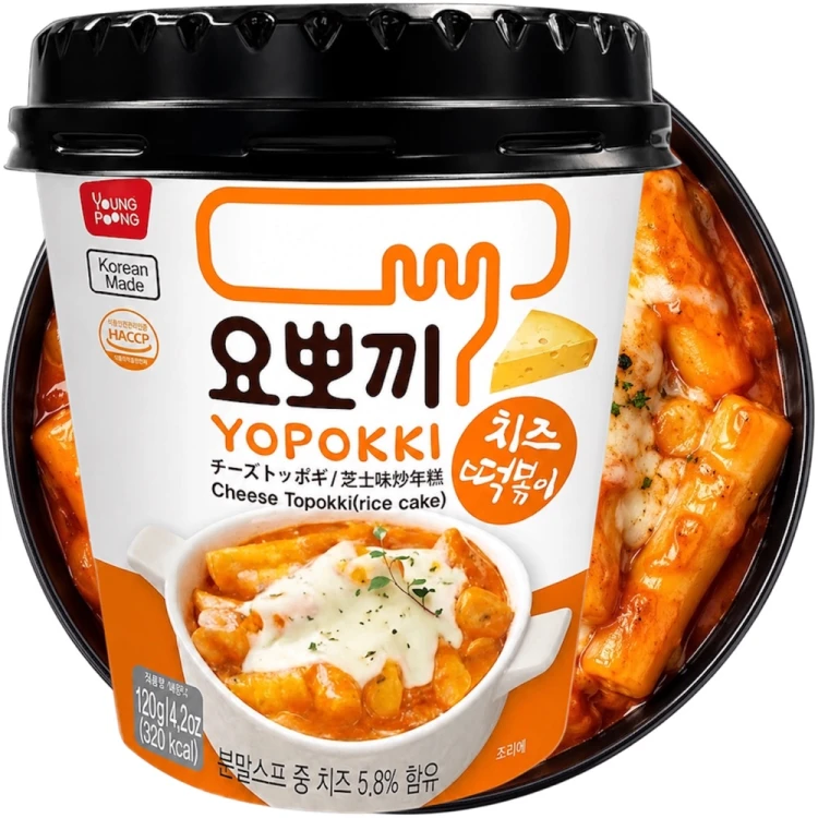 Koreańskie Kluski Ryżowe Topokki w Sosie Serowym CHEESE YOPOKKI 120g YOUNG POONG