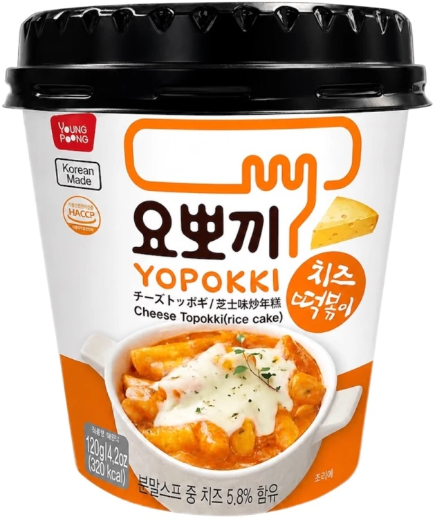 Koreańskie Kluski Ryżowe Topokki w Sosie Serowym CHEESE YOPOKKI 120g YOUNG POONG