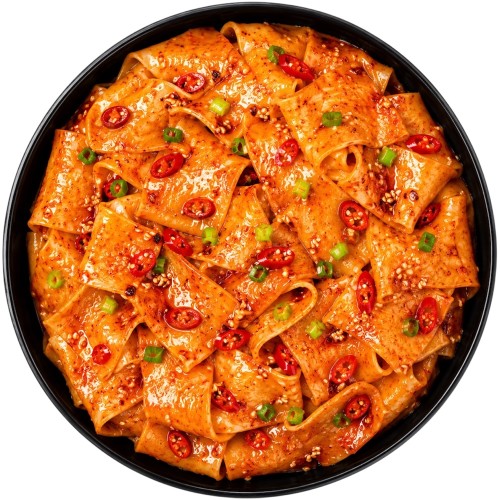 Chiński Błyskawiczny Szeroki Makaron Instant Broad Noodles Hot & Spicy 110g BAIJIA