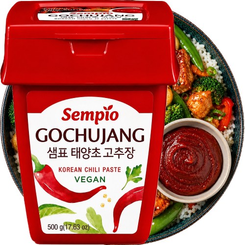 Koreańska Gęsta Pasta Chili Paprykowa GOCHUJANG Słodko Ostra VEGAN 500g SEMPIO