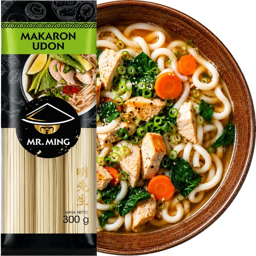 Makaron Pszenny Azjatycki Do Japońskiej Zupy UDON Suchy Porcje 300g MR MING