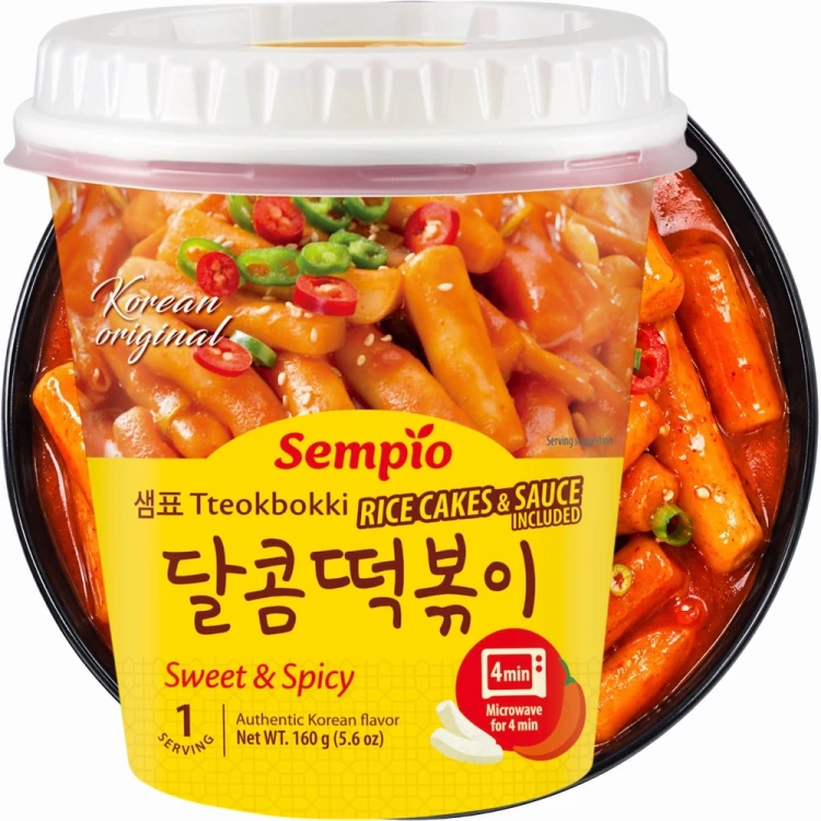 Koreańskie Kluski Ryżowe Topokki Tteokbokki w Słodko Pikantnym Sosie 160g SEMPIO