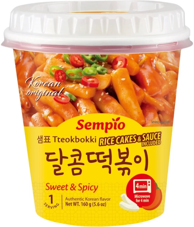 Koreańskie Kluski Ryżowe Topokki Tteokbokki w Słodko Pikantnym Sosie 160g SEMPIO