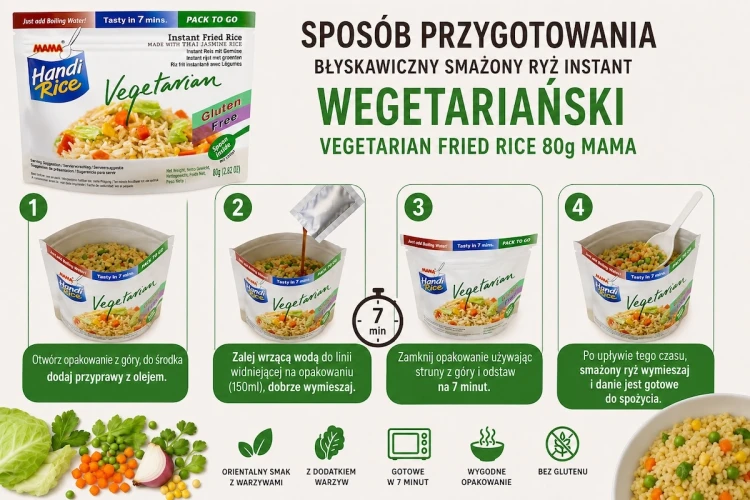 Błyskawiczny Smażony Ryż Instant Wegetariański Vegetarian Fried Rice 80g MAMA