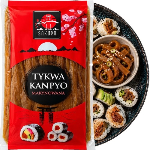 Kanpyo Marynowana Tykwa Do Sushi Karmelowy Smak w Słodkiej Zalewie 1kg 1000g SAKURA