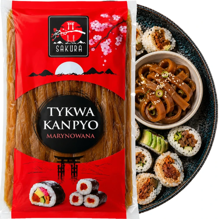 Kanpyo Marynowana Tykwa Do Sushi Karmelowy Smak w Słodkiej Zalewie 1kg 1000g SAKURA