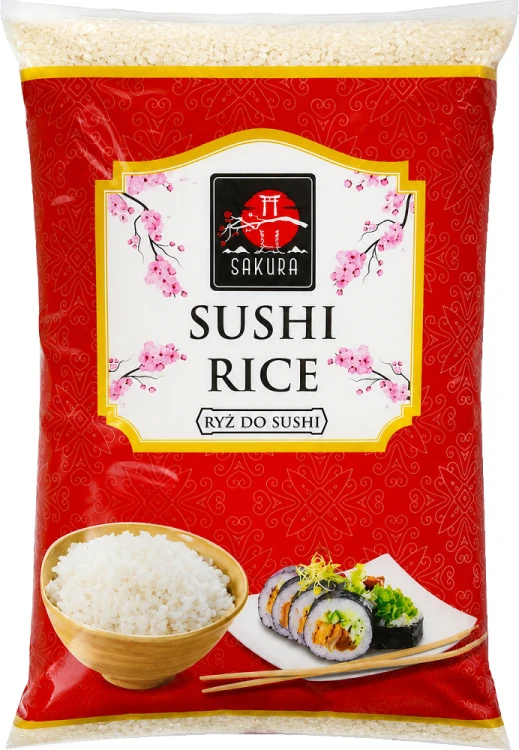 Ryż Kleisty Do Sushi Premium Okrągłoziarnisty Okrągłe Ziarno 0,5kg 500g SAKURA