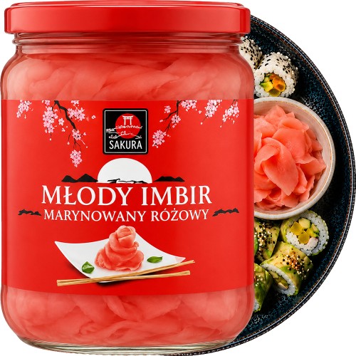 Imbir Marynowany Do Sushi RÓŻOWY Oczyszcza Kubki Smakowe 190g SAKURA