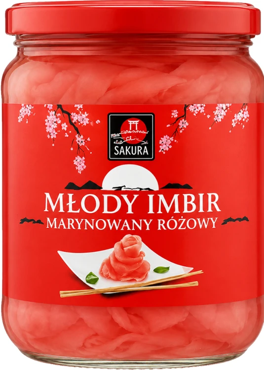 Imbir Marynowany Do Sushi RÓŻOWY Oczyszcza Kubki Smakowe 190g SAKURA