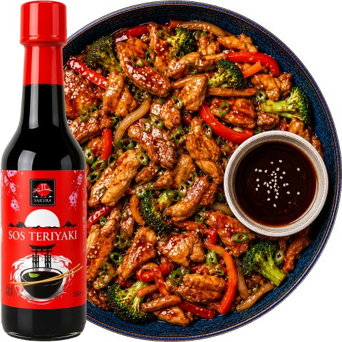 Chiński Sos Sojowy Marynata TERIYAKI Do Smażonego Mięsa 150ml SAKURA