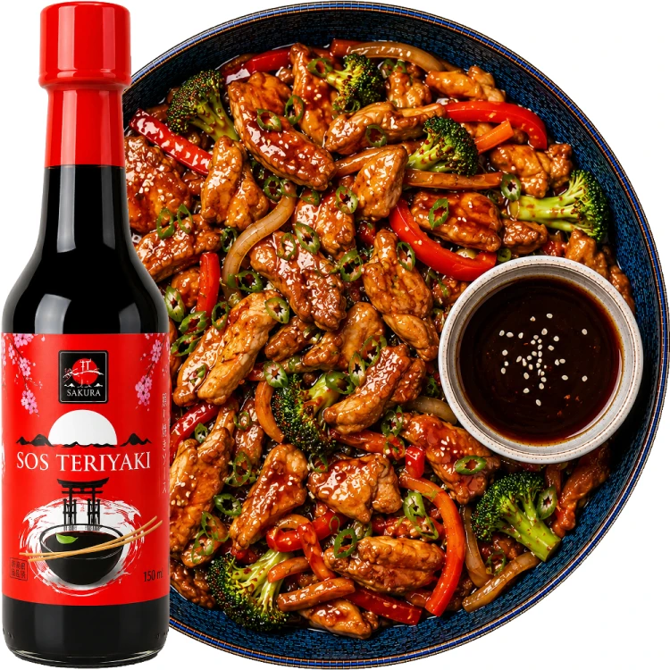 Chiński Sos Sojowy Marynata TERIYAKI Do Smażonego Mięsa 150ml SAKURA