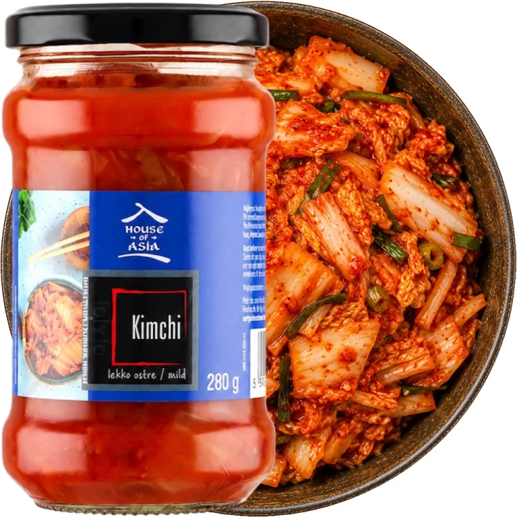 Koreańska Kapusta Kiszona Warzywa KIMCHI Świeże Lekko Ostre Probiotyki 280g HOUSE OF ASIA